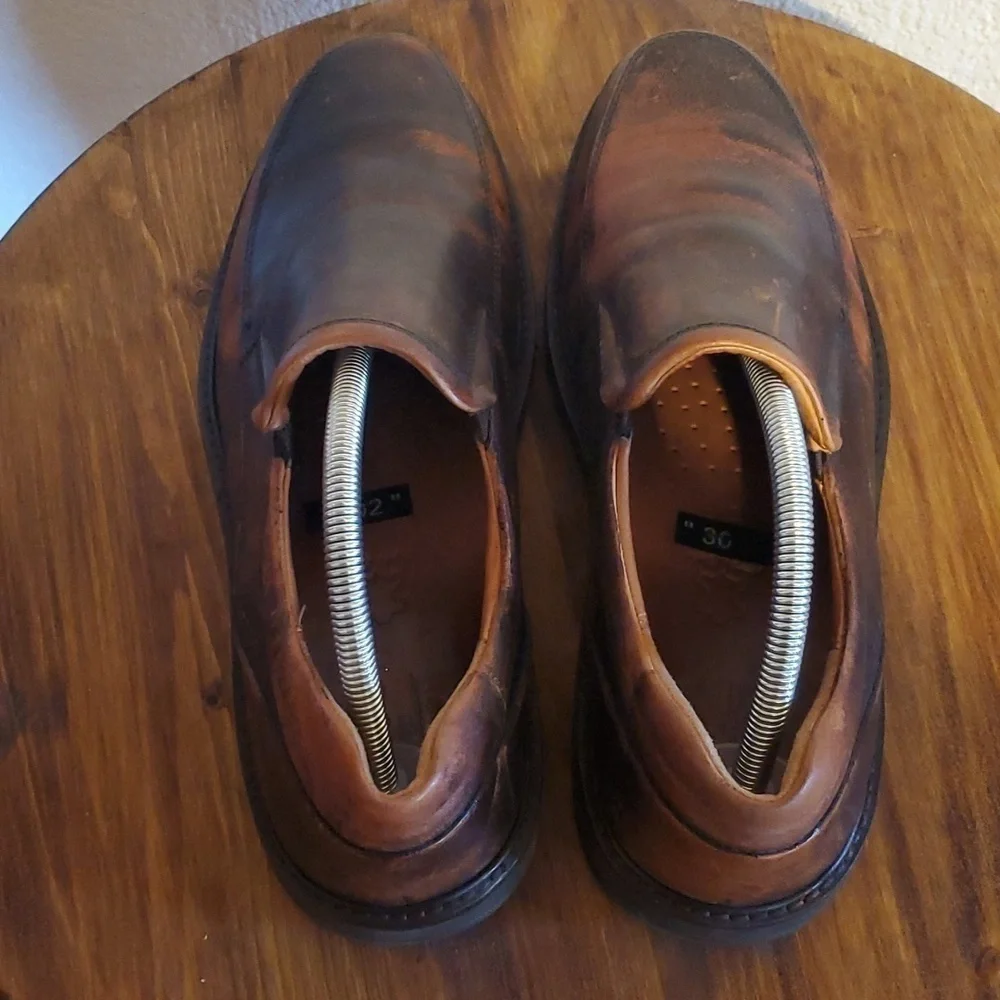 Ecco- Mens Distressed Leather Dress Shoes Slip on Neutral Comfy! Like New! Sz.10